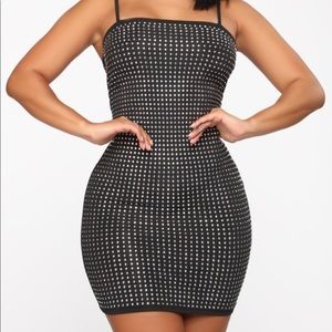 Fashion Nova Black Rhinestone Dress Size Small